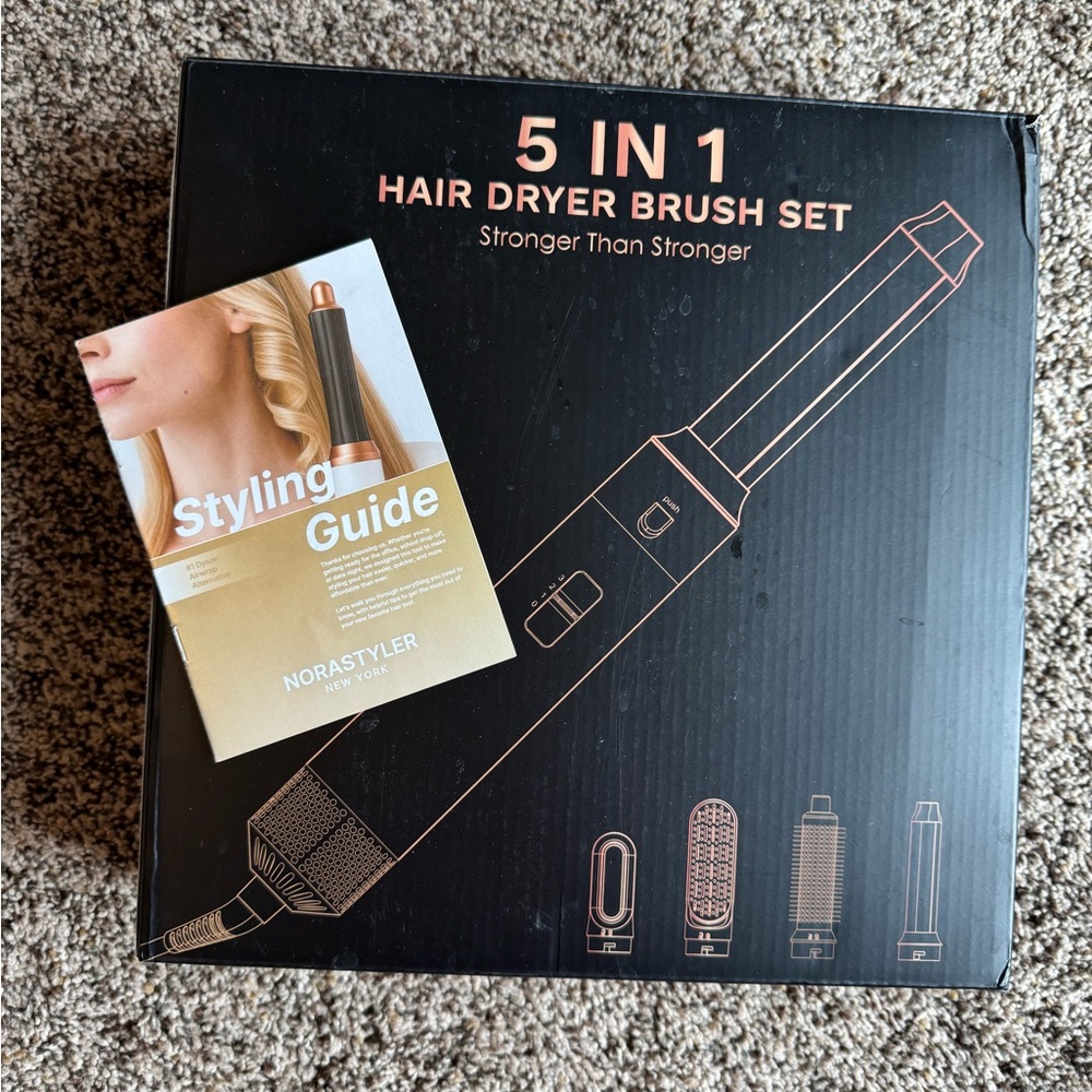 5-in-1 Hair Dryer Brush Set - Black with Rose Gold Accents
